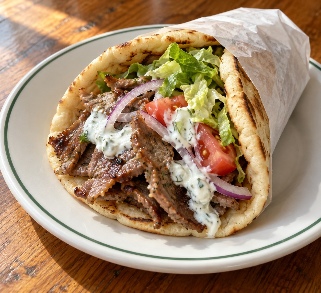Gyro pita sandwich at Olives & Pita