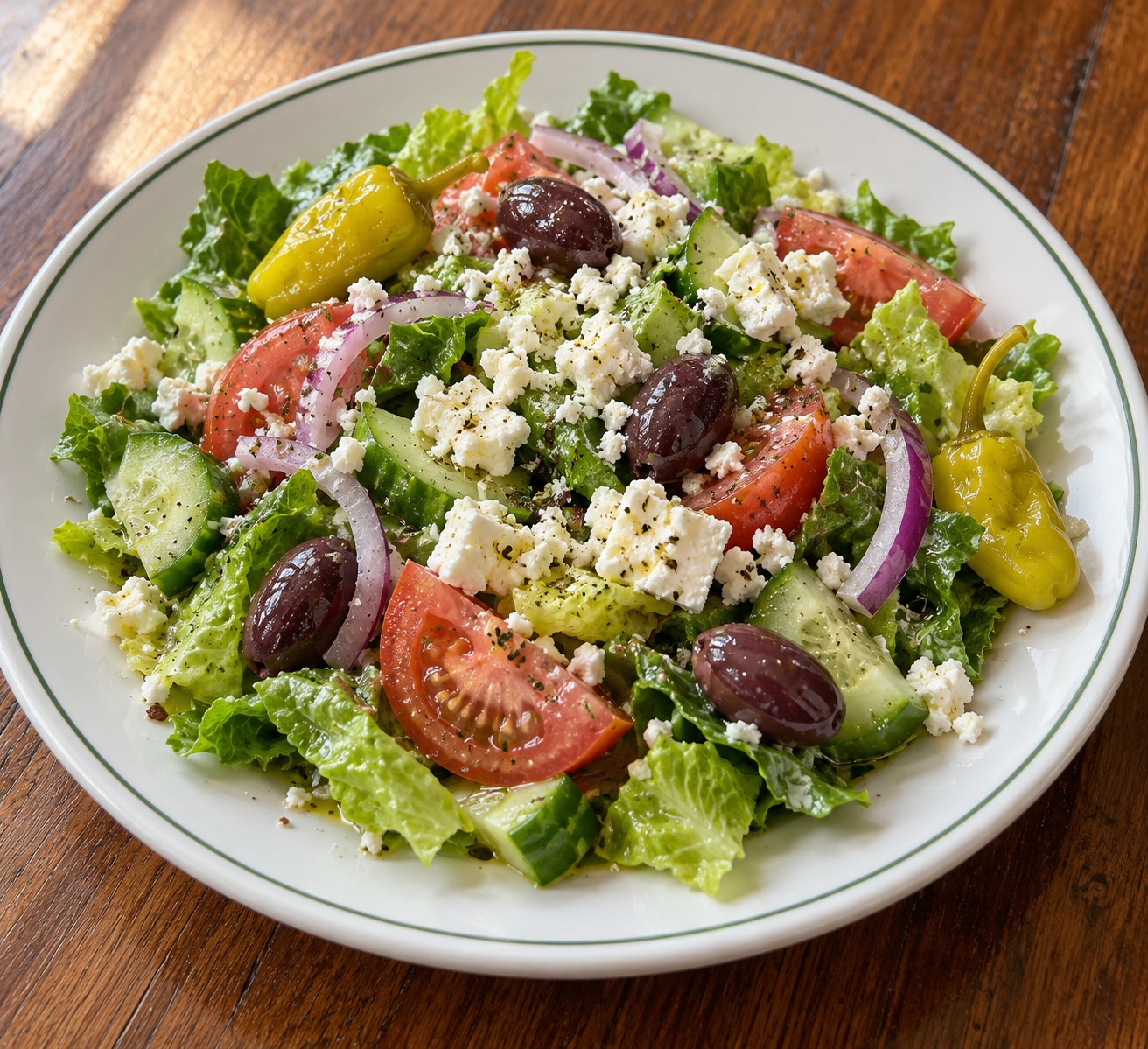 Fresh Greek greens at Olives & Pita
